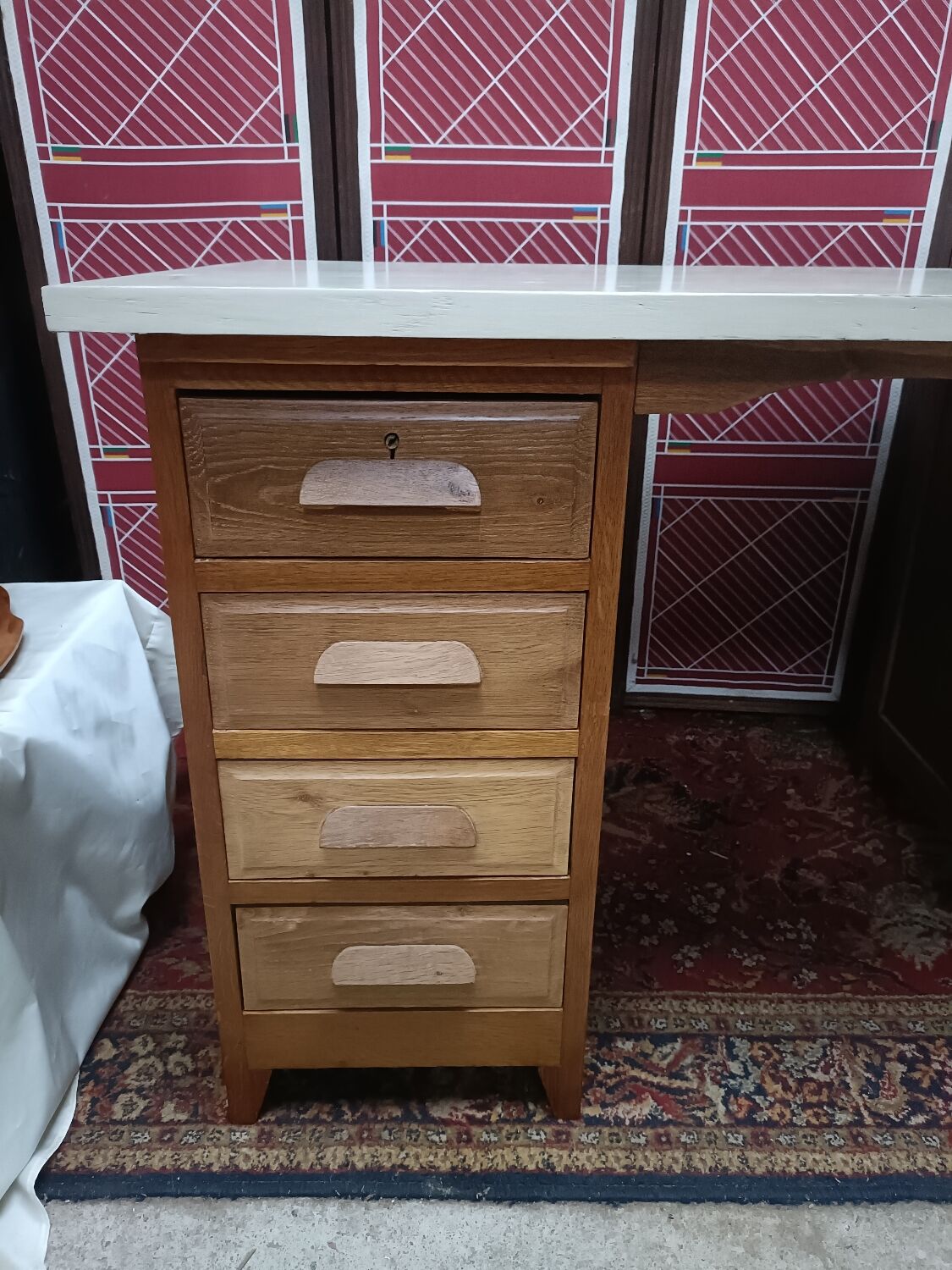 Box desk, 8 drawers, vintage