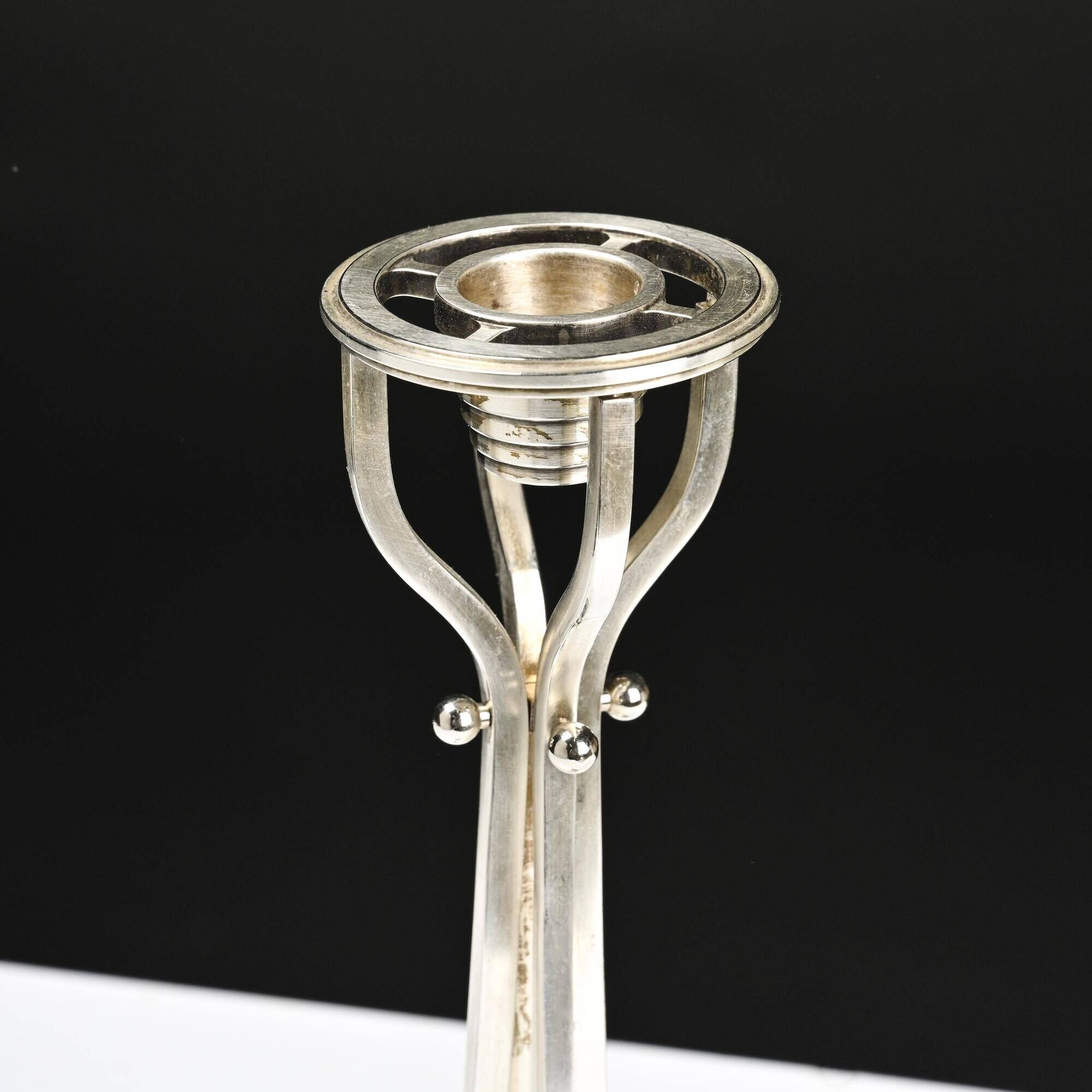 Pair of silver-plated brass candlesticks by Paolo Portoghesi