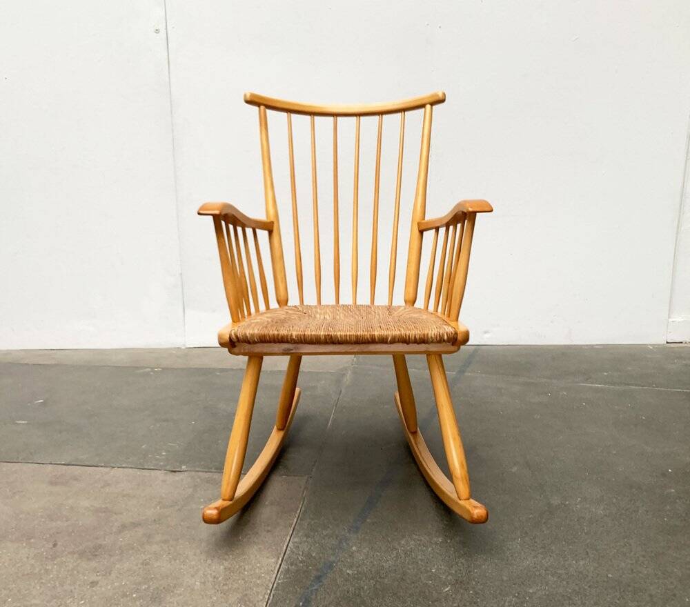 Mid-Century rocking chair model WK-S 7 in beech by Arno Lambrecht for Wk Möbel, 1950s.