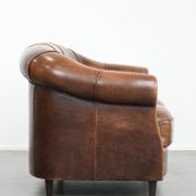 Characterful vintage sturdy 2-seater club sofa made of sheepskin leather