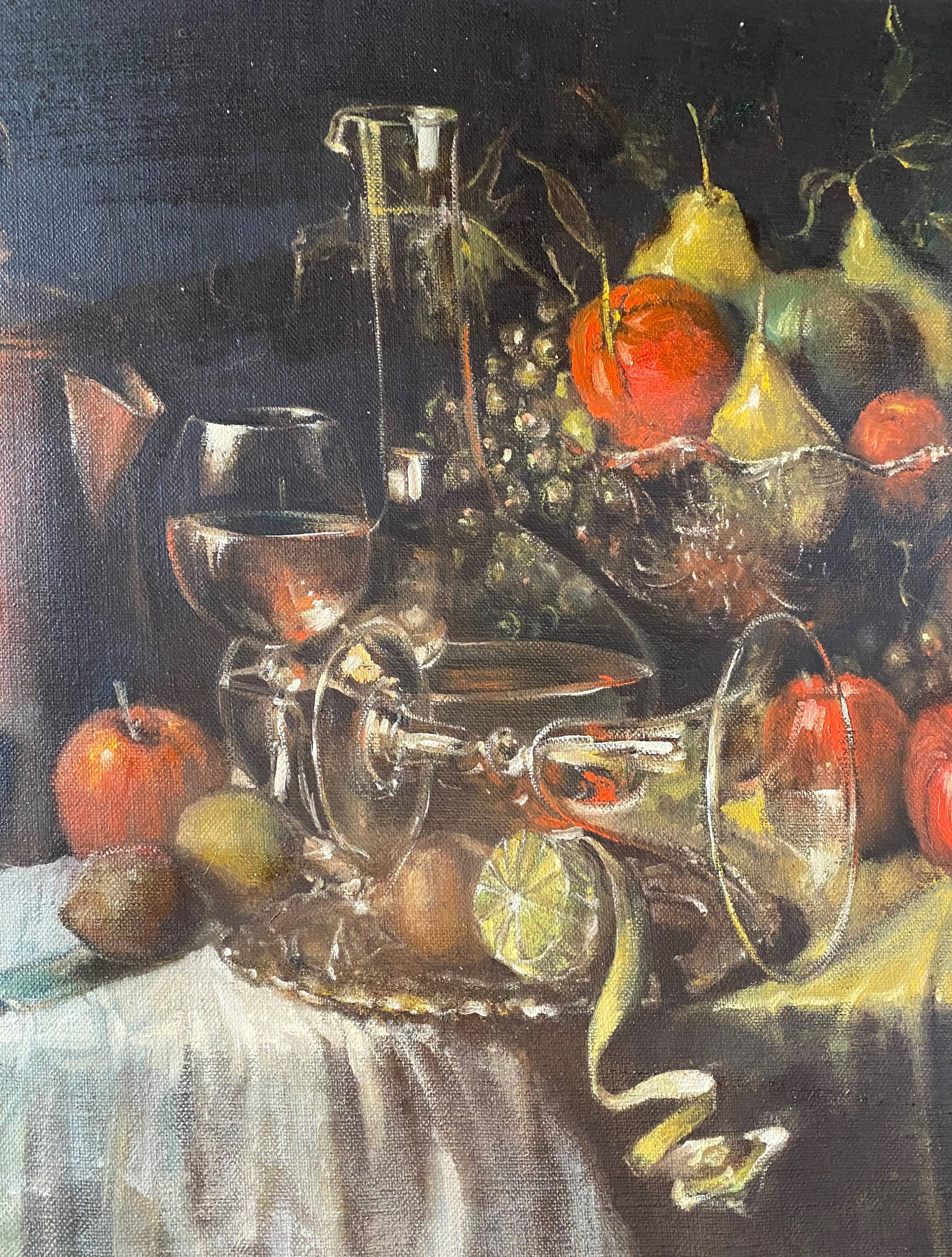 Painting "Still life with lemon" cf. Pieter Claesz by Yoram LUKOV (born in 1940)