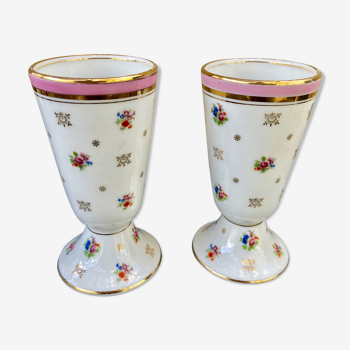 Ensemble de 2 mazagrans en porcelaine de Limoges Thème nature = fleurs