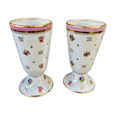 Set of 2 porcelain mazagrans of Limoges Nature theme - flowers
