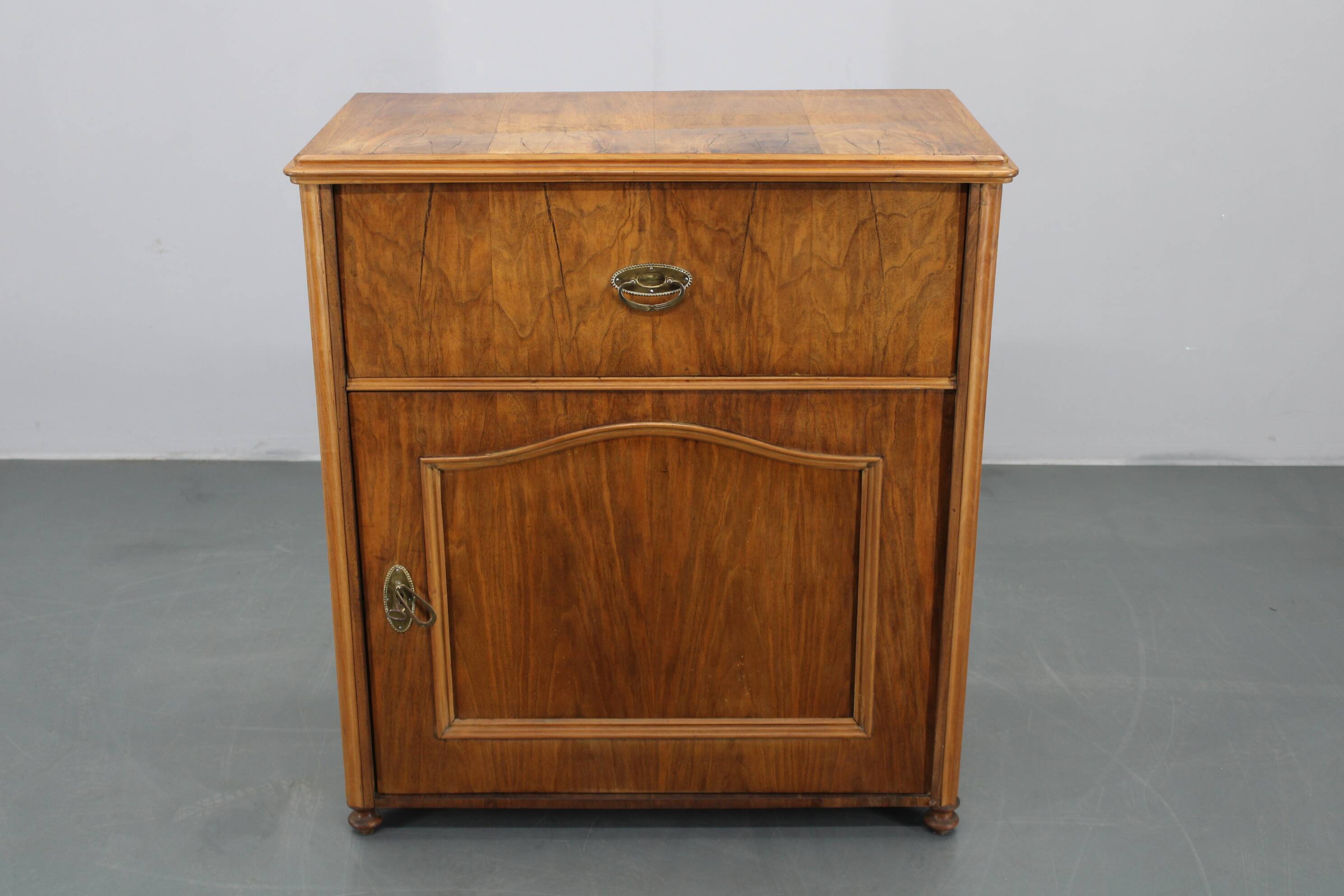 Antique Cabinet in Walnut Finish, Czechoslovakia