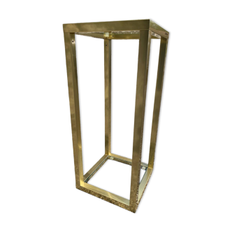 Vintage 1980s square gold metal end table/shelving by pierre vandel, 2 pieces