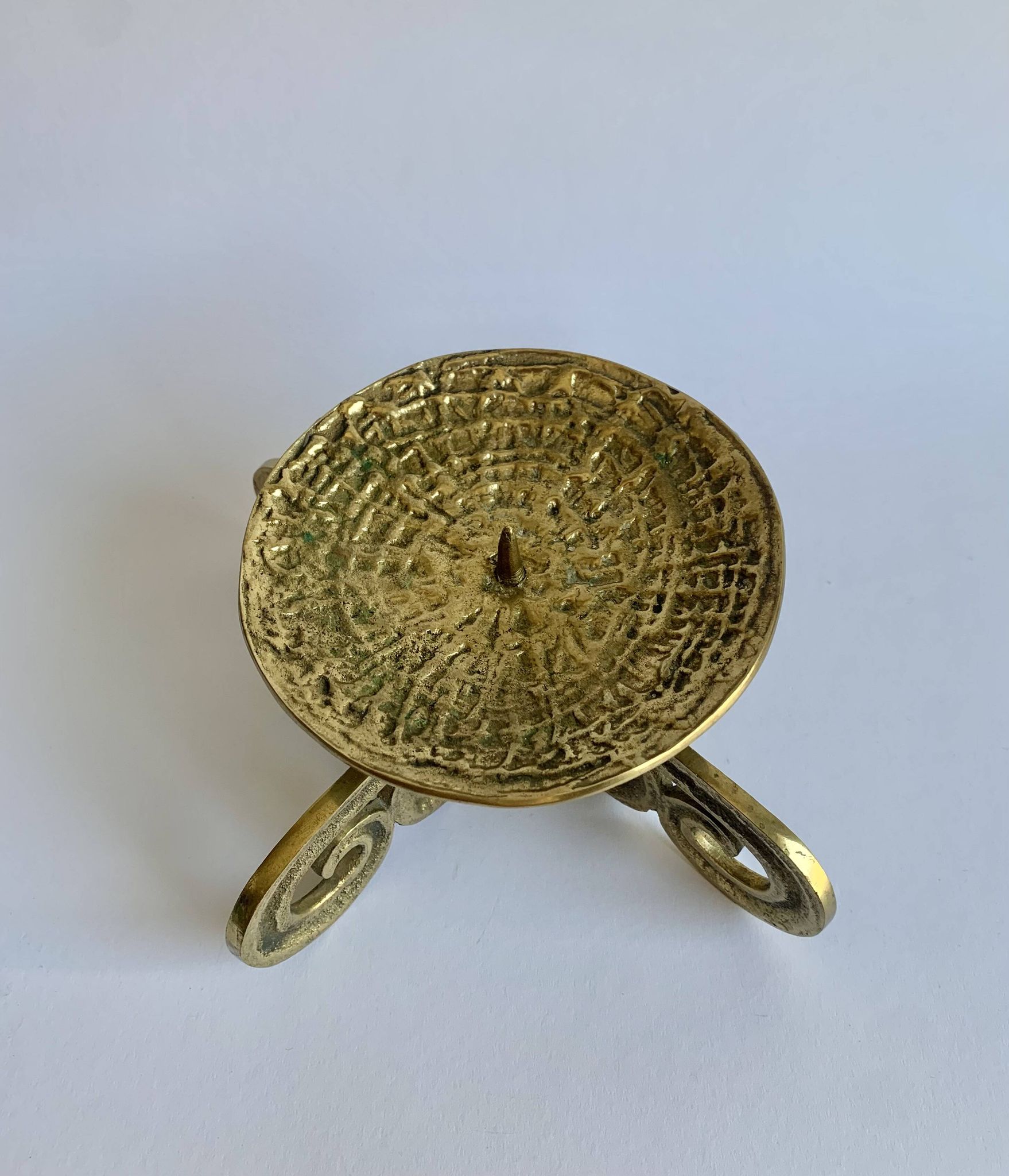 Brutalist bronze candleholder, 1970s
