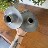 Pair of gray stoneware candlesticks