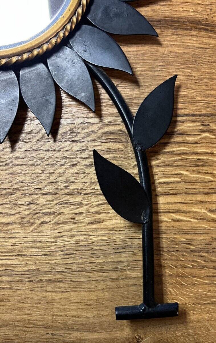 Vintage 70s: sunflower mirror marked and signed on the back / chaty vallauris am