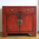 Buffet in ancient Chinese elm, lacquered red.