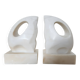 Pair of modernist bookends in white alabaster – 1970s/80s design