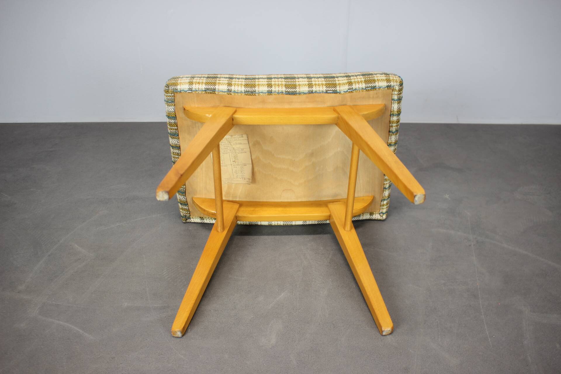 Mid-Century Upholstered Stool or Footstool, Czechoslovakia, 1970