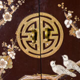 Chinese furniture XXth Red lacquer Decor of branches and birds