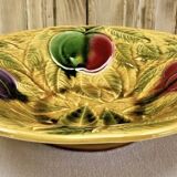 Old Sarreguemines barbotine fruit bowl salad bowl circa 1920