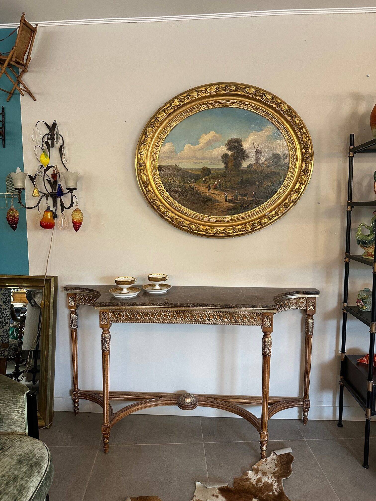 Marble and gilded wood console table