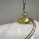 Pair of 1970s Italian Murano Opaline Glass and Brass Pendant Lights