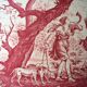 Abat-jour en tissu toile de Jouy rouge, déesse grecque Diane chasseresse