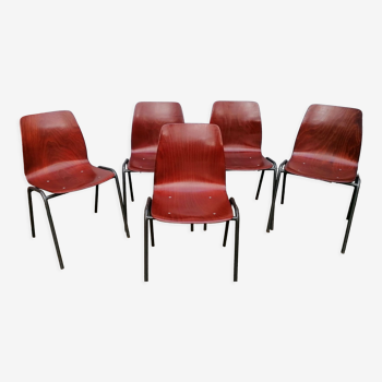 Set of 5 design chairs Pagholz 1960/70 brown