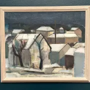 Original Swedish Oil on Canvas – "Winter Night in the City" by Helmer Forslund – Signed – Vintage and Framed – 45 × 37 cm (17.7" × 14.6")