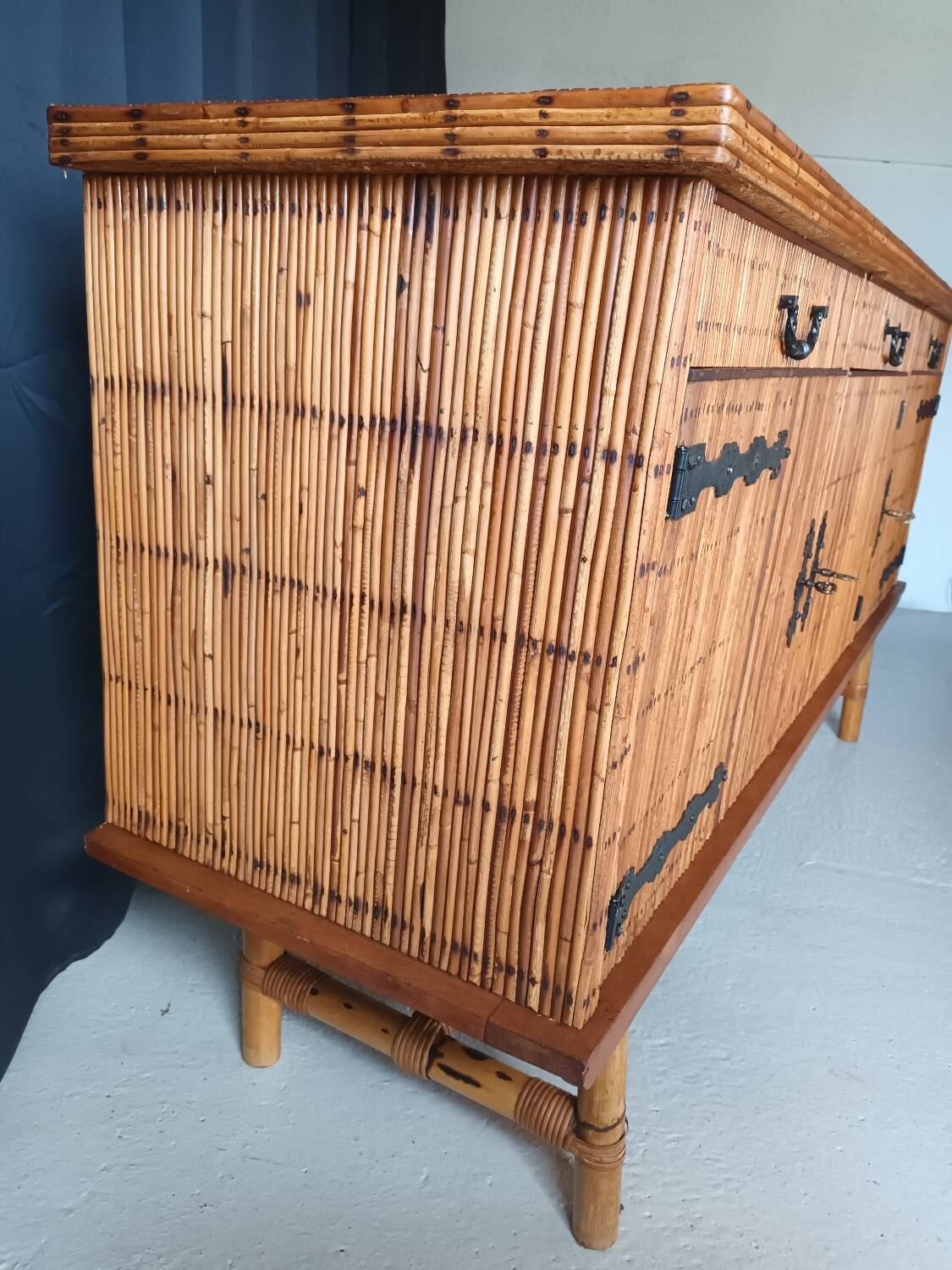 Vintage rattan sideboard
