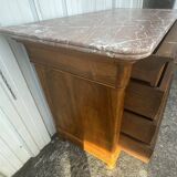 Louis-Philippe chest of drawers in burr walnut with pink marble – 19th century
