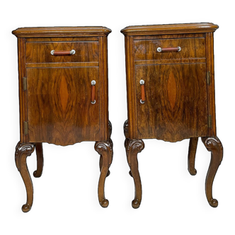 Italian walnut nightstands, 1930s/1940s