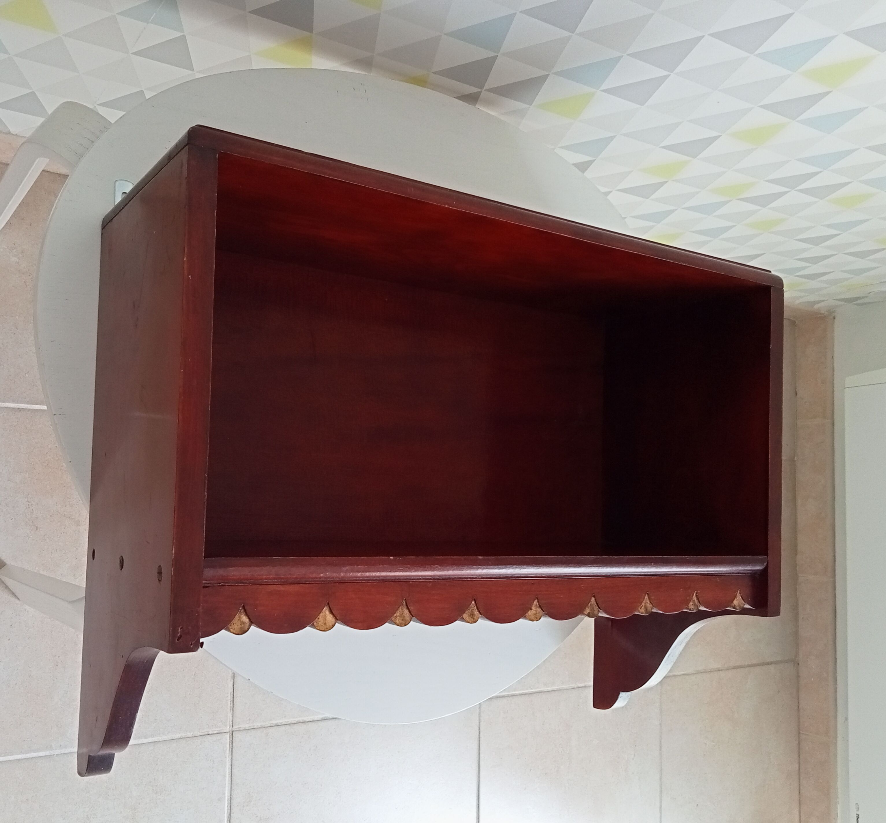 Vintage solid oak wall shelf