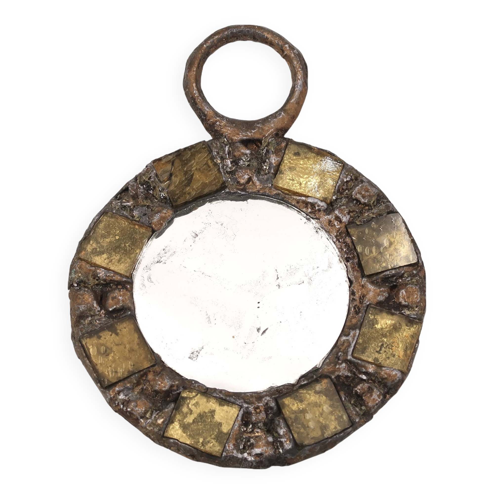 Mirror in lead and yellow-green glass by Irena Jaworska, 1960s