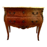 Curved Louis XV style chest of drawers 20th century marble top