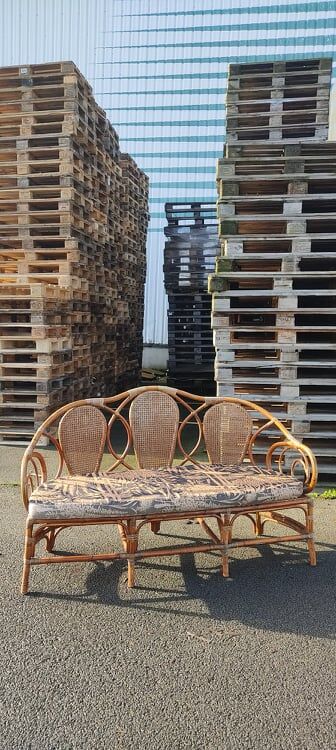 Rattan bench and cannage, vintage