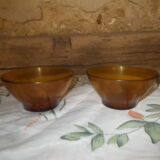 2 bowls in yellow amber glass, Vereco, vintage