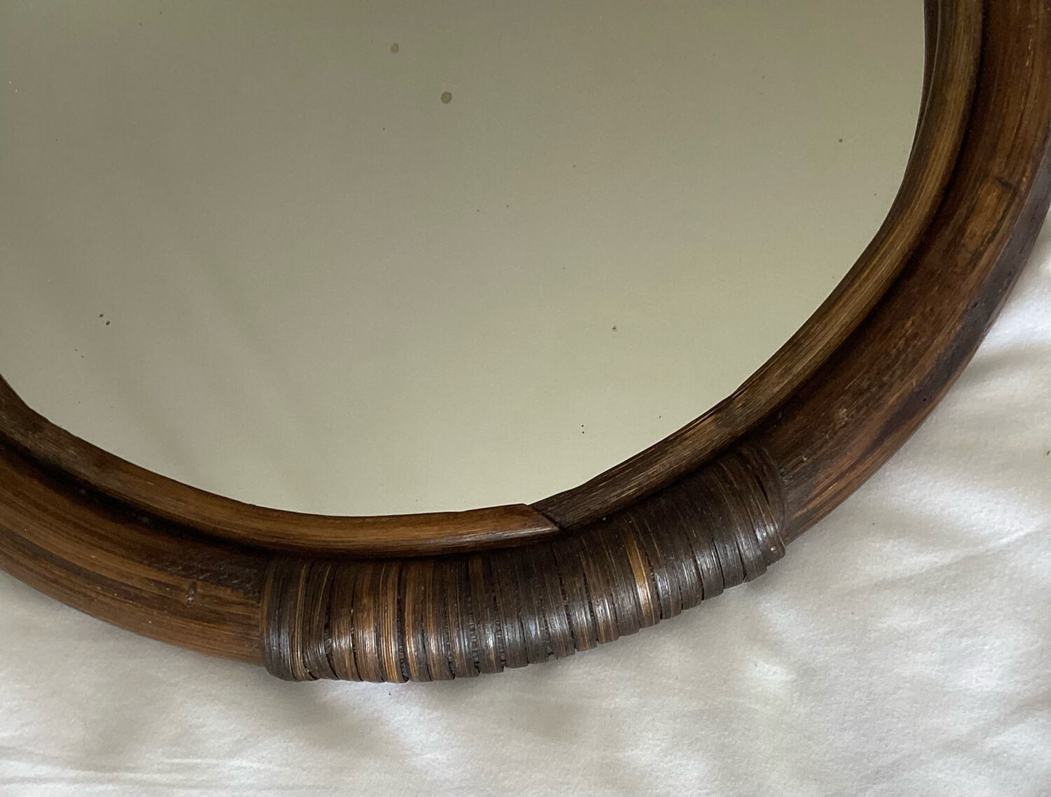 Old rattan "sun" mirror - vintage