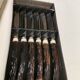 Six delicious stainless steel steak knives with bone handles, from Japan
