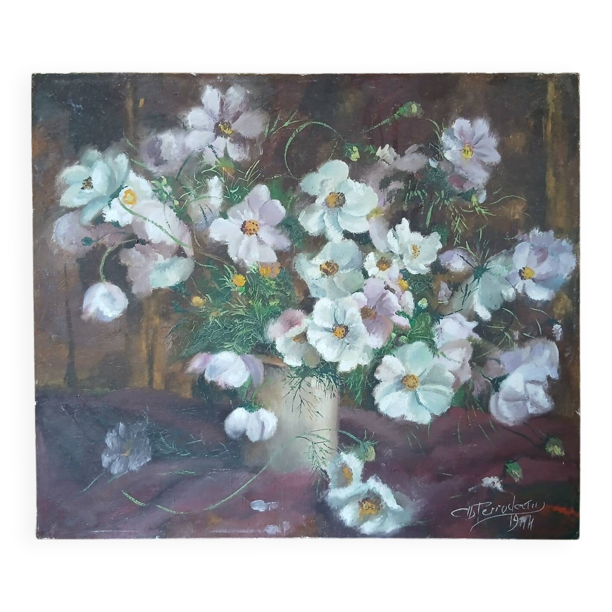 Peinture bouquet de fleurs sur toile 1944