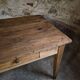 Table à manger rustique de ferme française, deux tiroirs, années 1920–1940