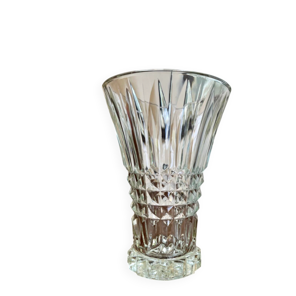 Vase vintage en verre pressé de forme tulipe
