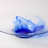 Vintage Bormioli Rocco Art Glass Bowl: Cobalt Blue Swirl Centerpiece