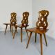 Set of 6 Alsatian double heart chairs in solid oak, early 20th century