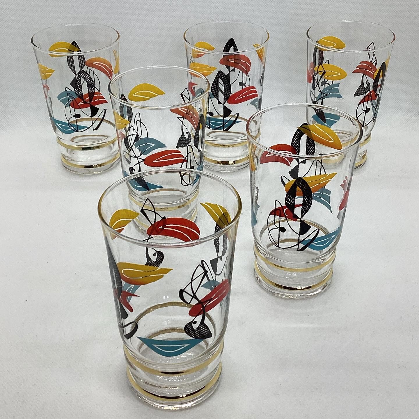 Set of 6 glasses 60s
