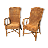 Pair of rattan armchairs