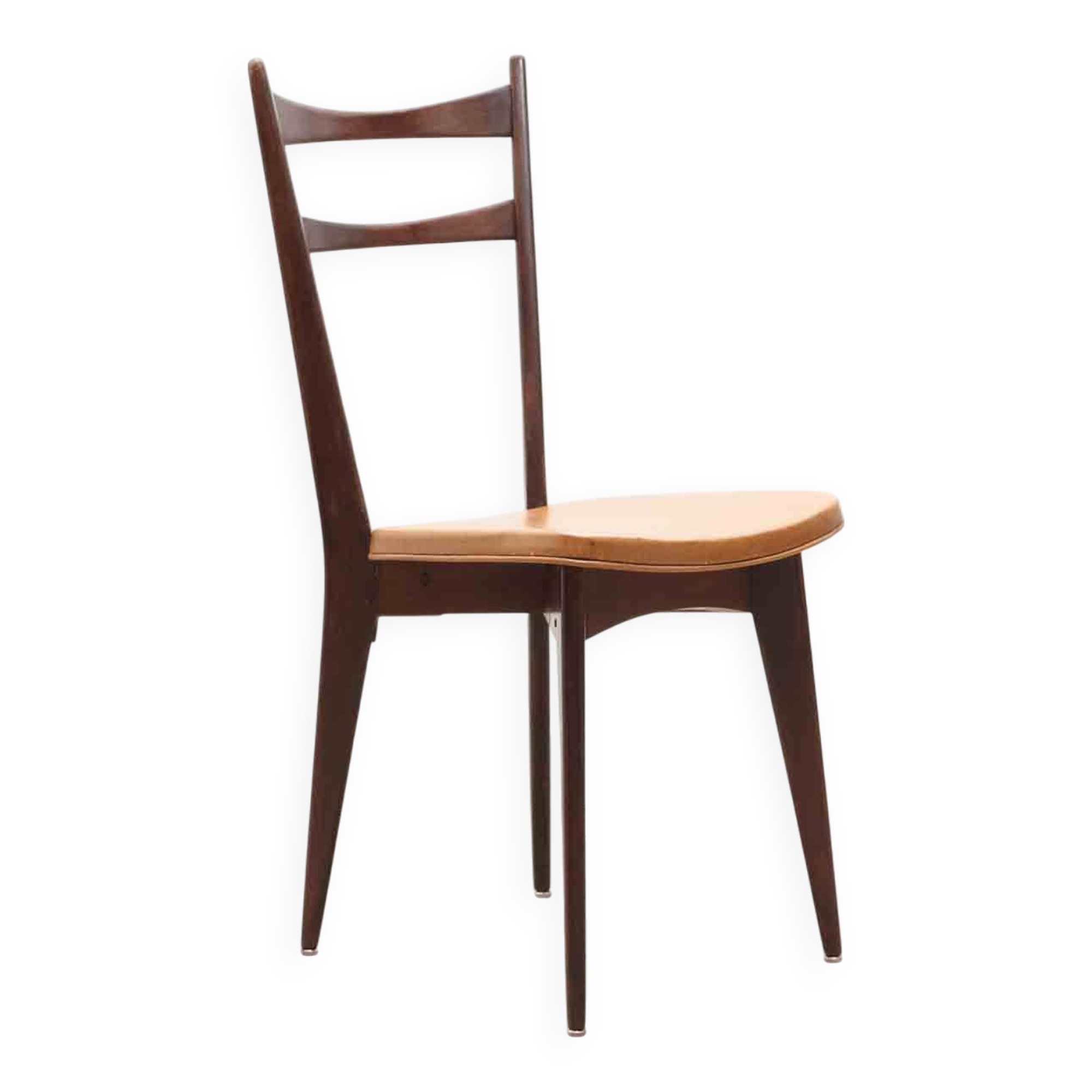 Bistro chair in fawn leatherette and dark oak