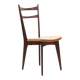 Chaise bistrot en skaï fauve et chêne foncé