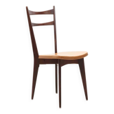 Chaise bistrot en skaï fauve et chêne foncé