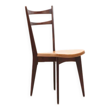 Bistro chair in fawn leatherette and dark oak