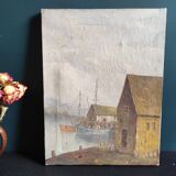 Vintage French oil painting on canvas, signed L. Salcido