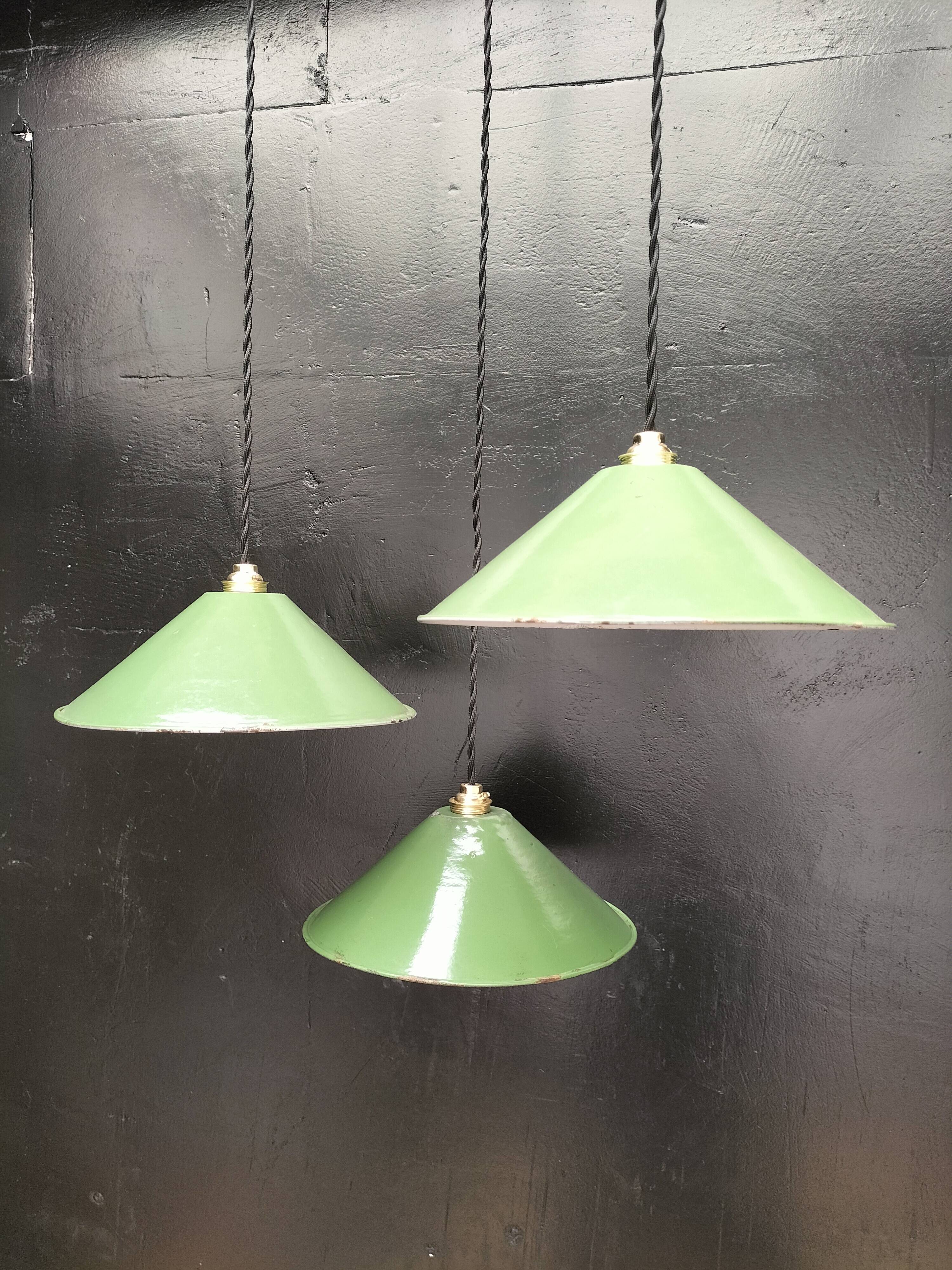 Enameled sheet metal cone pendants
