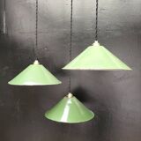 Enameled sheet metal cone pendants