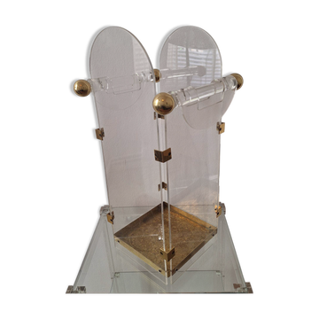 Porte-parapluie en lucite / acrylique et laiton inspiré par Fontana Arte, années 1970