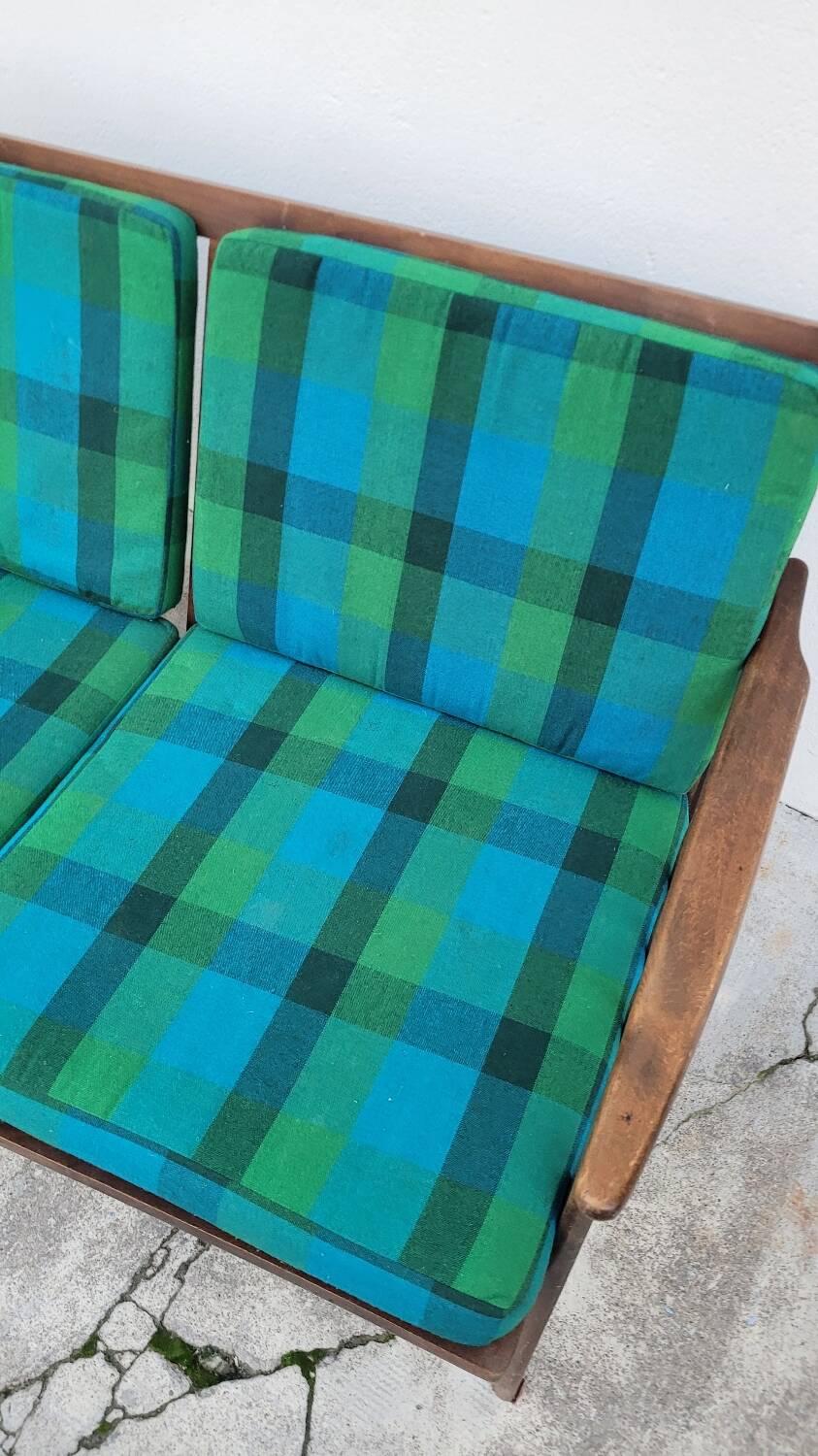 Vintage Scandinavian 2-seater sofa bench - 1950s