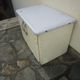 Old storage furniture in sheet metal and enamelled sheet metal