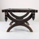 Colonial Curule Stool in Leather and Wrought Iron, Mexico, 1940s